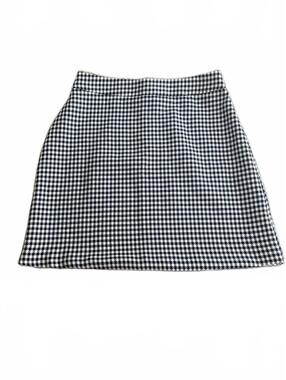 ASOS Black White Houndstooth Mini Skirt High Waisted Preppy Dark Academia Size S